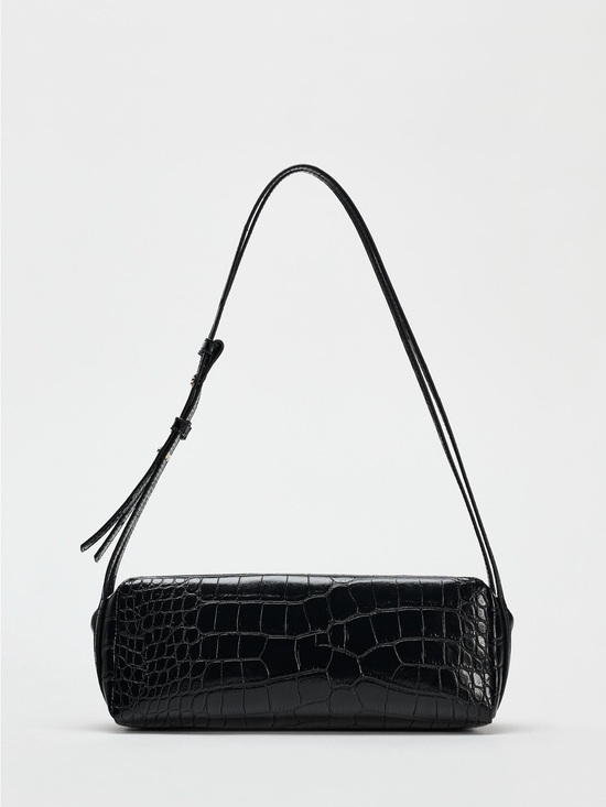 Zara Handbags - Zara Black Croc-Embossed Shoulder Bag